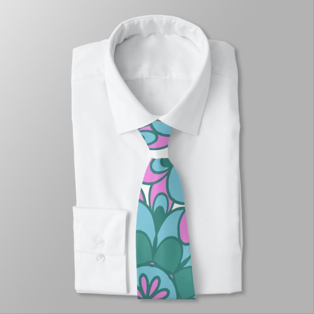 Boho Mandala Flower Colourful Retro Groovy Pattern Tie (Tied)