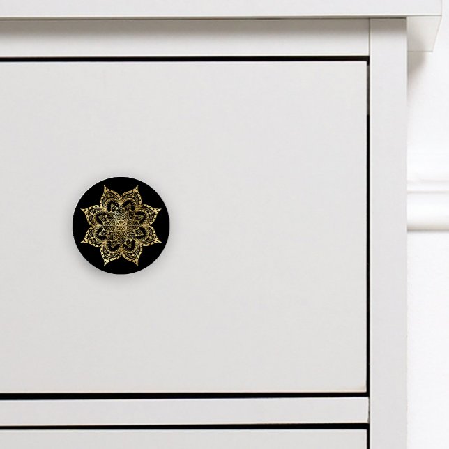 Boho Mandala Gold Black Ceramic Knob (Creator Uploaded)