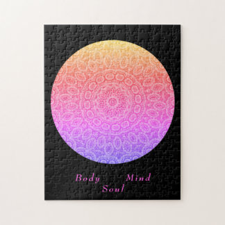 Boho mandala modern pink black  meditation script jigsaw puzzle