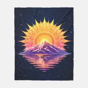 Boho Mandala Mountain Sunset Cosmic Night Sky Fleece Blanket