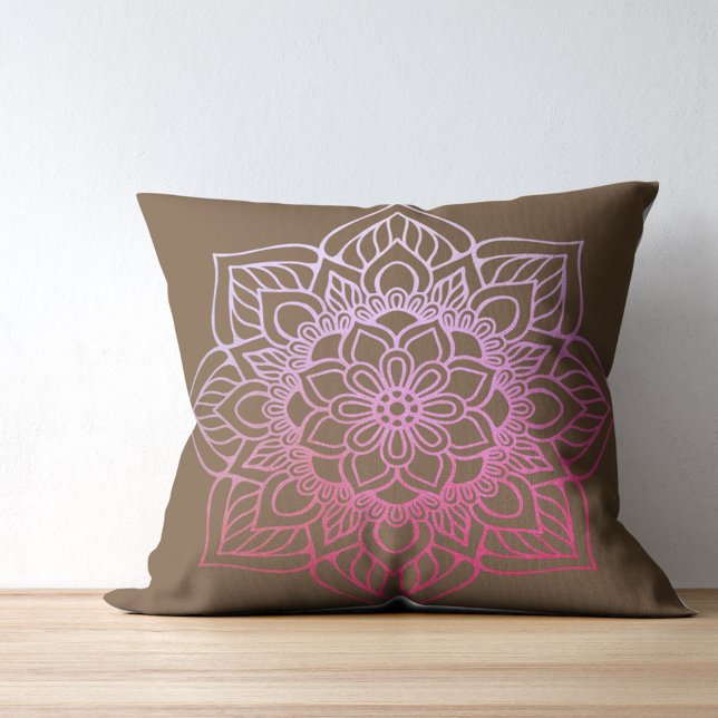 Boho Mandala Pink Brown Cushion (Creator Uploaded)