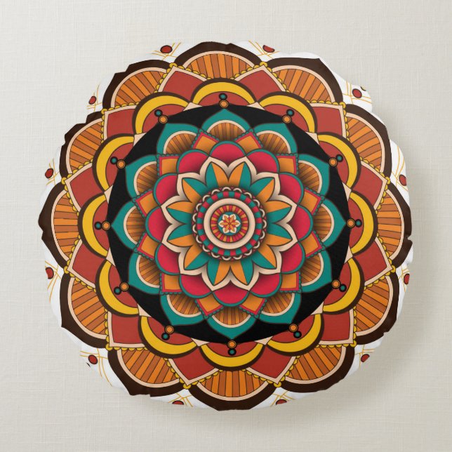 Boho Mandala Round Cushion (Front)