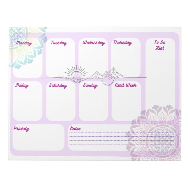 Boho Mandala Weekly Spiritual Planner Desk Pad  (Front)