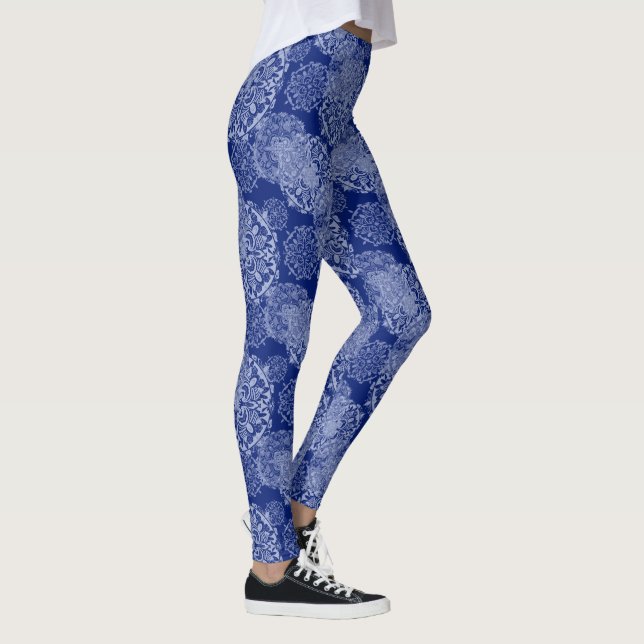 Boho Mandalas Blue Leggings (Right)