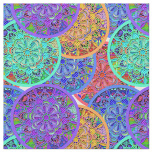 Boho Mandalas   Colourful Circle Patterns Fabric