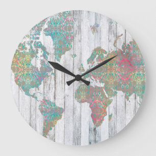 Boho Map II Large Clock