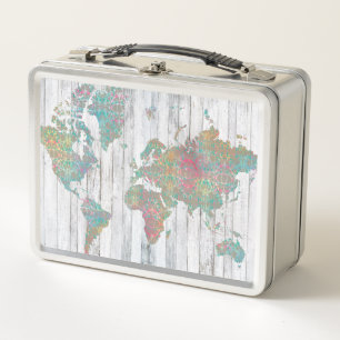 Boho Map II Metal Lunch Box