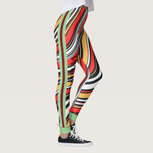 Boho marble pattern l Colourful red green yellow Leggings
