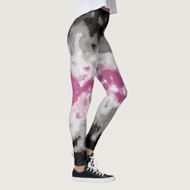 Boho Marbled Abstract Librafeminine Pride Flag Leggings (Right)