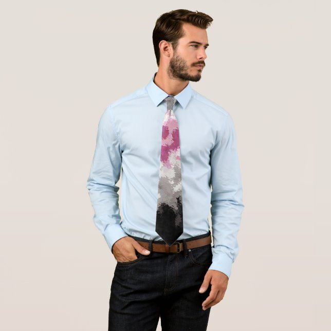 Boho Marbled Abstract Librafeminine Pride Flag Tie (In Situ)