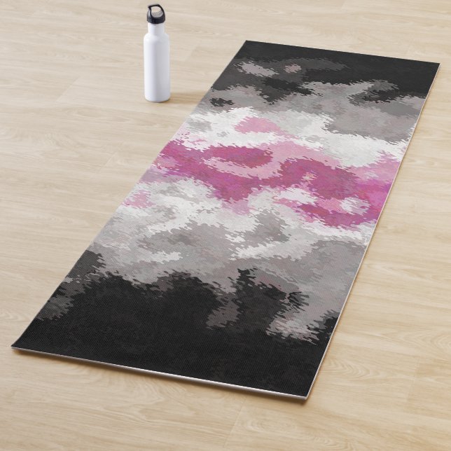 Boho Marbled Abstract Librafeminine Pride Flag Yoga Mat (In Situ)