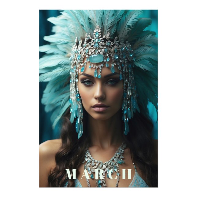 *~* Boho MARCH  AP53 Headdress AQUAMARINE Photo Print (Front)