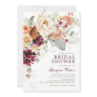 Boho Maroon Burnt Orange Floral Bridal Shower