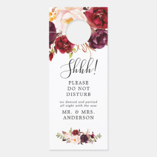 Boho Marsala Floral Wedding Welcome Door Hanger