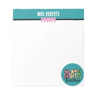 BOHO MATH Teacher Appreciation Personalised  Notepad