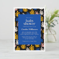 Boho Matisse Botanical Blue and Black Baby Shower