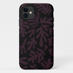 Boho Matisse Botanical Shapes Pattern Black Gray iPhone 11 Case
