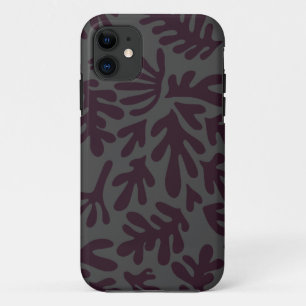 Boho Matisse Botanical Shapes Pattern Black Gray iPhone 11 Case