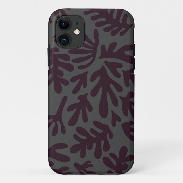 Boho Matisse Botanical Shapes Pattern Black Gray Case-Mate iPhone Case (Back)