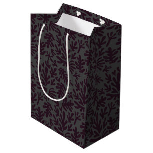 Boho Matisse Botanical Shapes Pattern Black Grey Medium Gift Bag