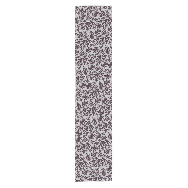 Boho Matisse Botanical Shapes Pattern Black Grey Short Table Runner (Front)