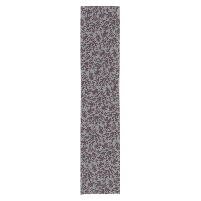 Boho Matisse Botanical Shapes Pattern Black Grey Short Table Runner (Front)