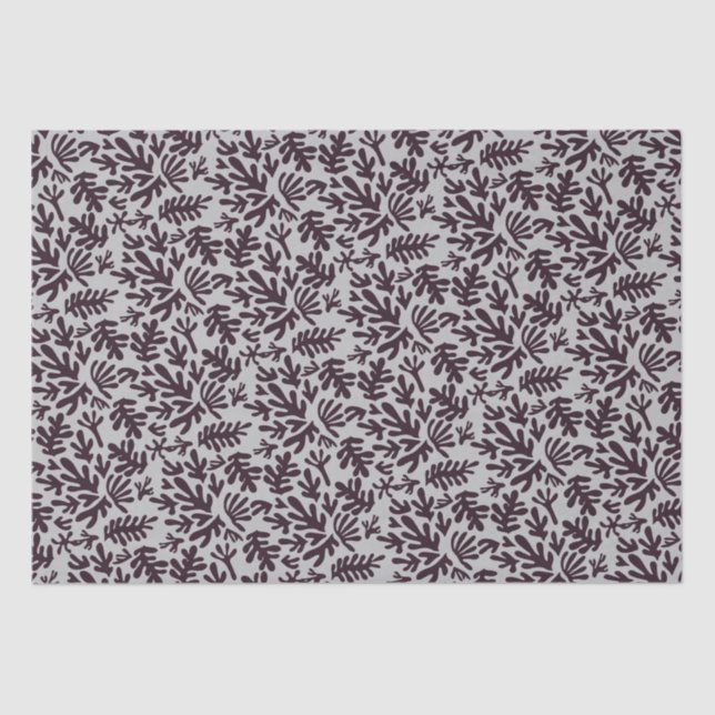 Boho Matisse Botanical Shapes Pattern Black Grey Tissue Paper (Front)
