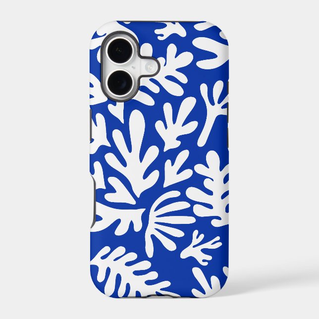 Boho Matisse Botanical Shapes Pattern Blue (Back)
