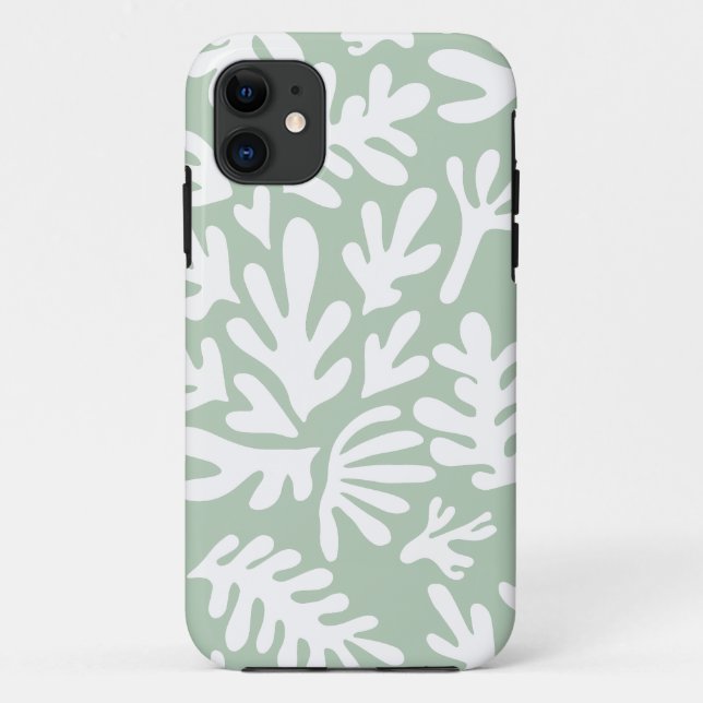 Boho Matisse Botanical Shapes Pattern Green Case-Mate iPhone Case (Back)