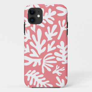 Boho Matisse Botanical Shapes Pattern Pink Coral iPhone 11 Case