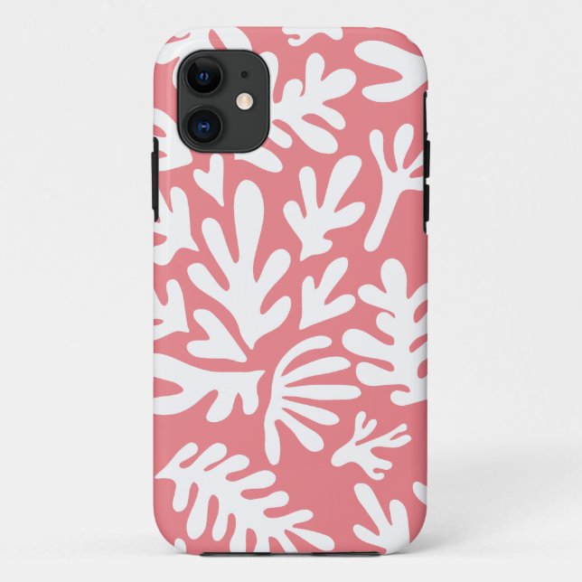 Boho Matisse Botanical Shapes Pattern Pink Coral Case-Mate iPhone Case (Back)