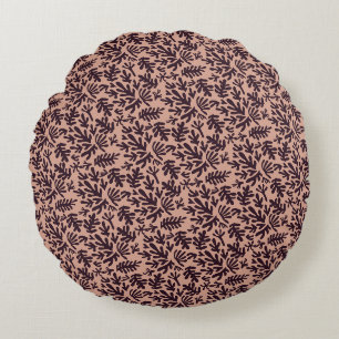 Boho Matisse Botanical Shapes Pattern Terracotta Round Cushion