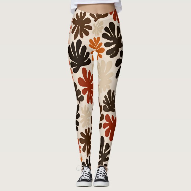 Boho Matisse Flower Pattern  Leggings (Front)