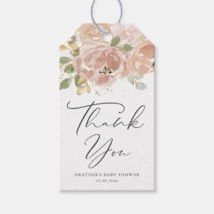 Boho Mauve Peach Flowers Baby Shower Thank You Gift Tags