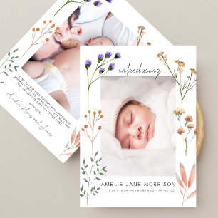 Boho Meadow Blooms 2 Photos Baby Shower Thank You Card