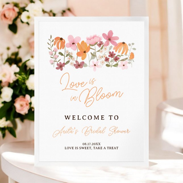 boho meadow wildflower bridal shower welcome poster (boho meadow wildflower bridal shower welcome poster)