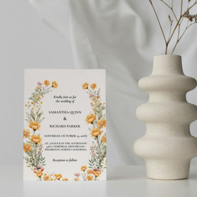 Boho Meadow Wildflower Eucalyptus Greenery Wedding Invitation (Creator Uploaded)
