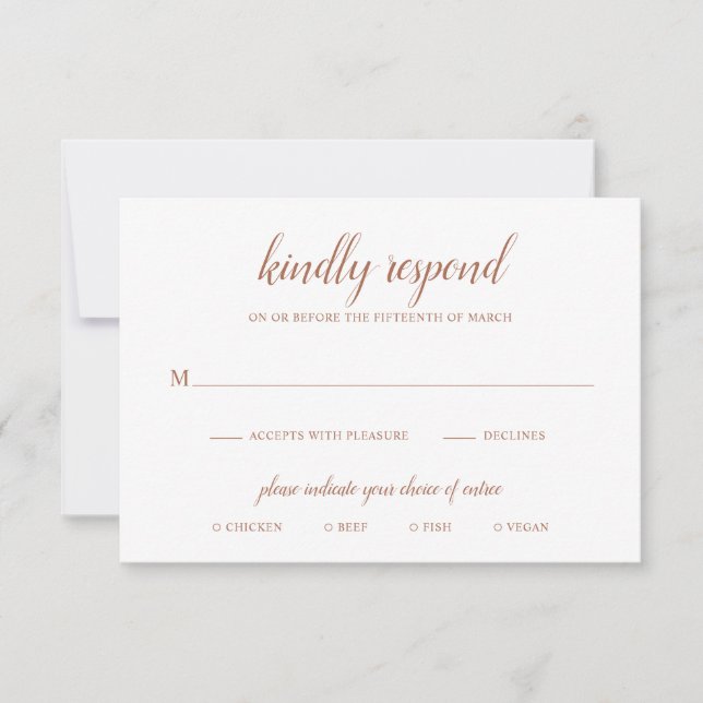 Boho Meal Burnt Orange Rust Terracotta Wedding RSVP Card (Front)