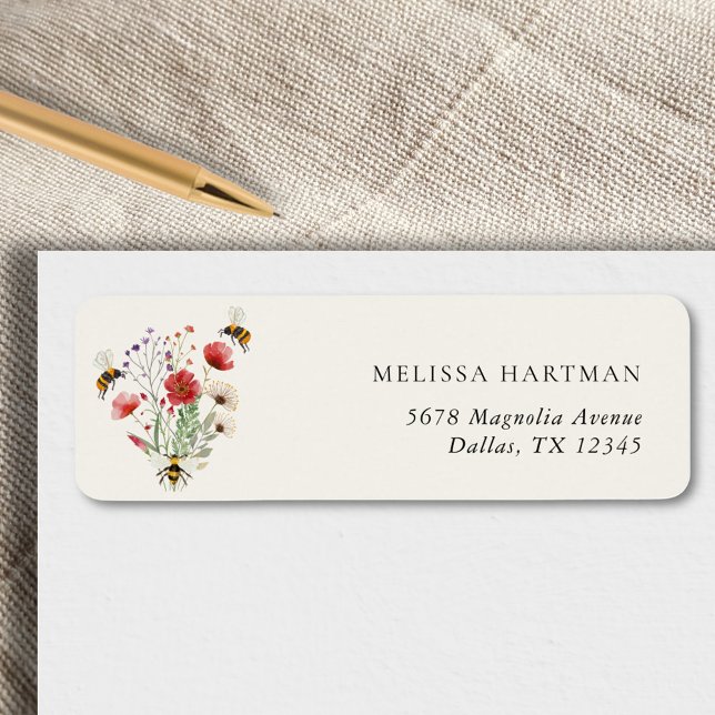 Boho Meant To Bee Bridal Shower Return Address Label (Creator Uploaded)