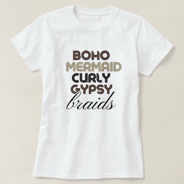 Boho Mermaid Braids Black Hair Custom Tee (Design Front)