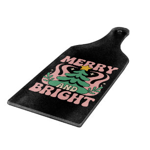 Boho Merry and Bright Personalised Floral Xmas Cutting Board