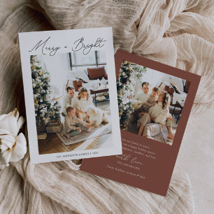Boho Merry and Bright Terracotta Photo Holiday Card