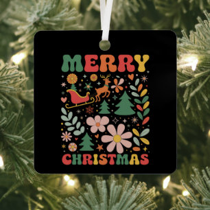 Boho Merry Christmas Flowers Party Xmas Holiday Metal Tree Decoration