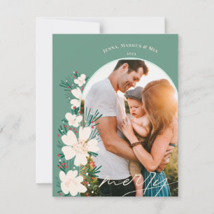 Boho Merry Christmas in Desert- green Holiday Card