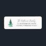 Boho Merry Christmas Watercolor Tree Address Return Address Label<br><div class="desc">Simple and beautiful holiday card featuring a watercolor Christmas tree with your name written in an elegant calligraphy font. Customise with your address.</div>