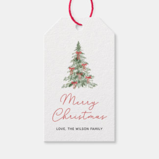 Boho Merry Christmas Watercolor Tree Gift Tags