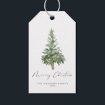 Boho Merry Christmas Watercolor Tree Gift Tags<br><div class="desc">Simple and beautiful holiday gift tag featuring a watercolor Christmas tree with Merry Christmas written in an elegant calligraphy font. Customise and personalise with your name and year.</div>