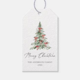 Boho Merry Christmas Watercolor Tree Gift Tags