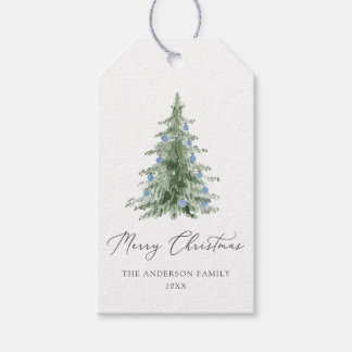 Boho Merry Christmas Watercolor Tree Gift Tags