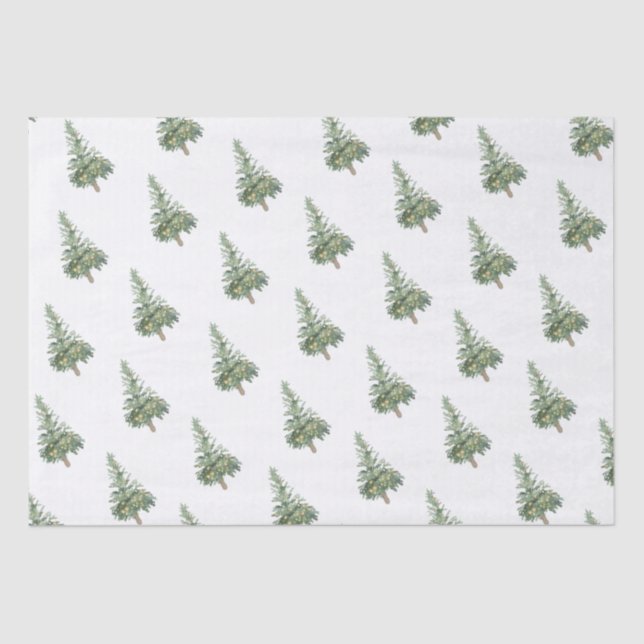 Boho Merry Christmas Watercolor Tree Tissue Paper (Front)